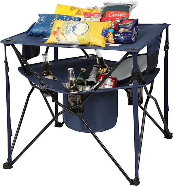 Portable Folding Tailgate Table with Cup Holders & Cooler - Image 2