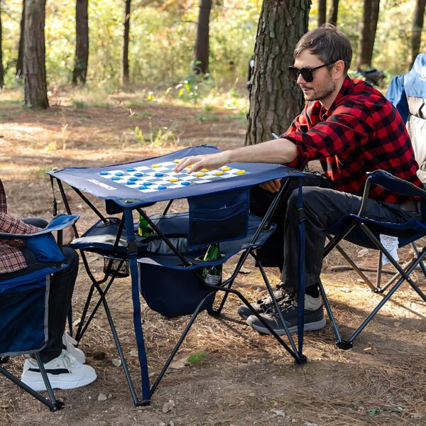Portable Folding Tailgate Table with Cup Holders & Cooler - Image 3