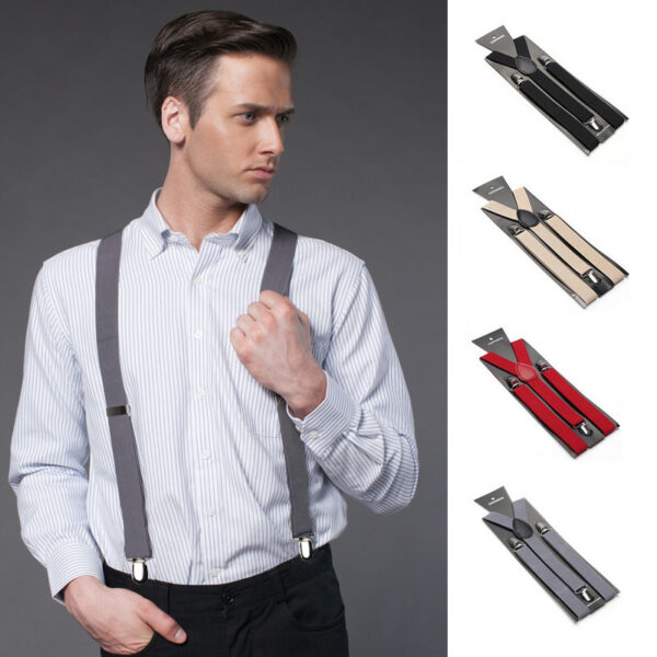 Rainbow Stripe Print Elastic Y Back Suspenders - Image 7