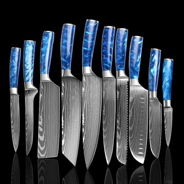 10-Pc Stainless Steel Chef Knife Set for Cutting & Slicing - Image 3