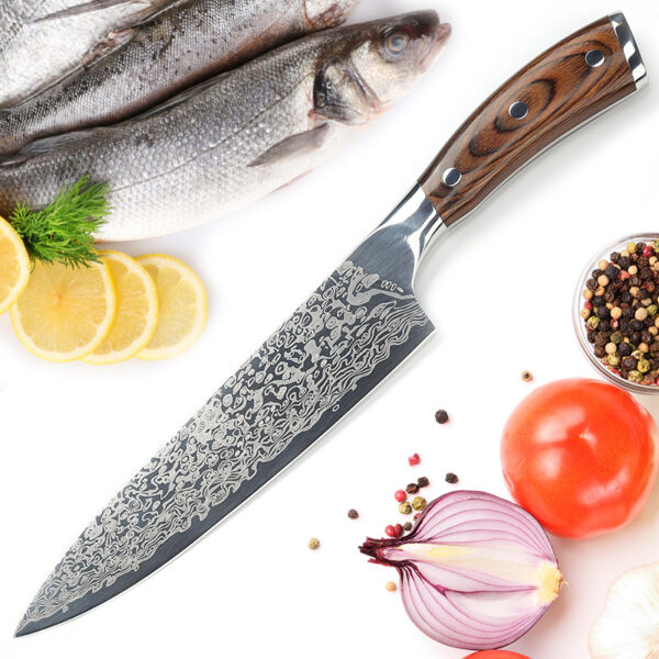 German Stainless Steel Laser Pattern Chef Knife Set - Image 3