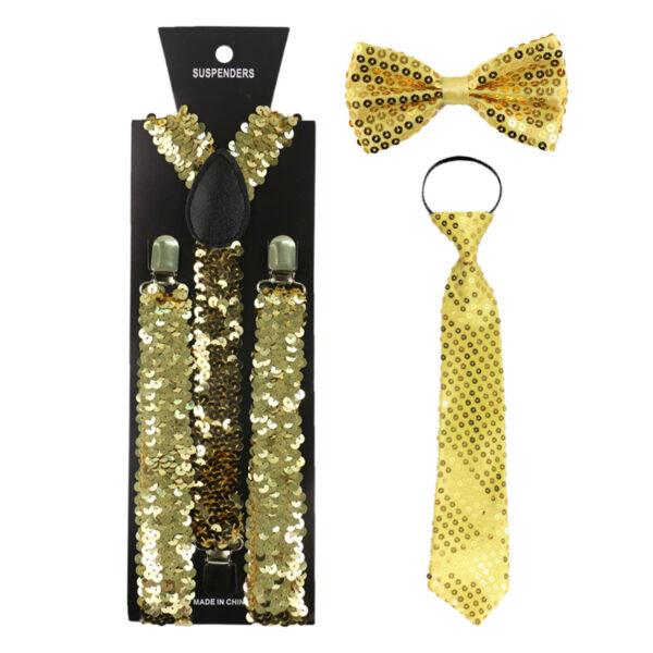 Rainbow Stripe Print Elastic Y Back Suspenders - Image 3