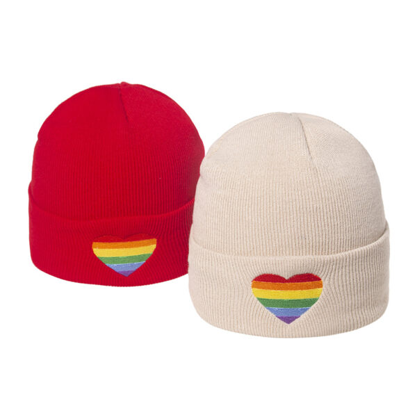Rainbow LGBT Pride Heart Embroidery Knitted Hats Beanies - Image 2