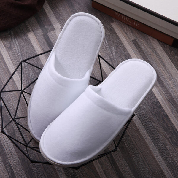 hotel linen amenities disposable white color custom logo 5 stars hotel slipper - Image 2