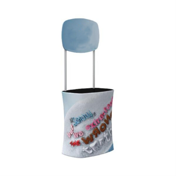 Portable Curved Fabric Trade Show Counter with LED Light - Image 2