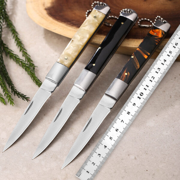Damascus Steel Pocket Knife with Shofar Handle - Image 2
