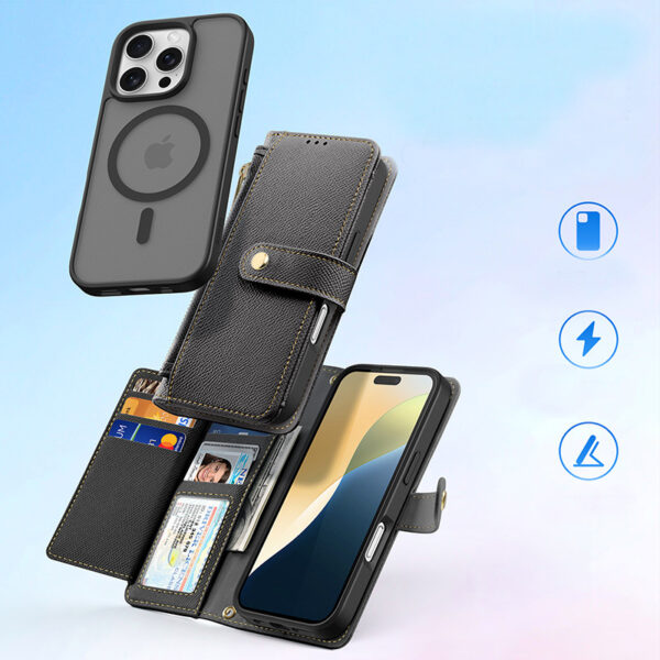 Designer Leather Wallet Cover for S23 Ultra with Card Holder - Image 2