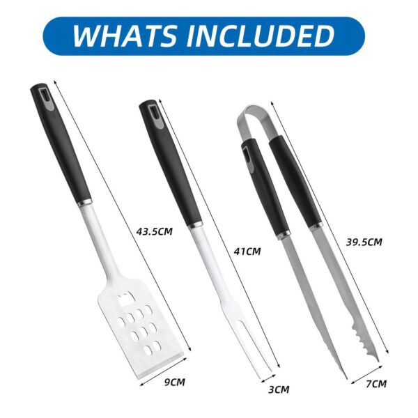 3-Piece Stainless Steel BBQ Tool Set for Outdoor Grilling - Image 2