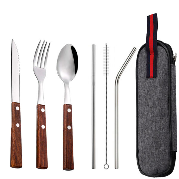 Premium Wooden Handle 304 Stainless Steel Cutlery Set - Image 2
