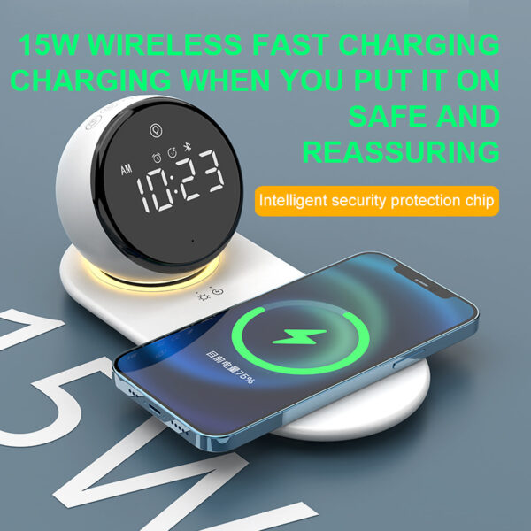 Multifunction RGB Desk Lamp, Alarm, BT Speaker & 15W Wireless Charger - Image 2