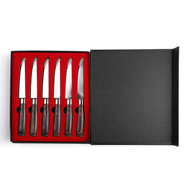 Factory Damascus Serrated Steak Knife Set - 6-Piece - Image 2