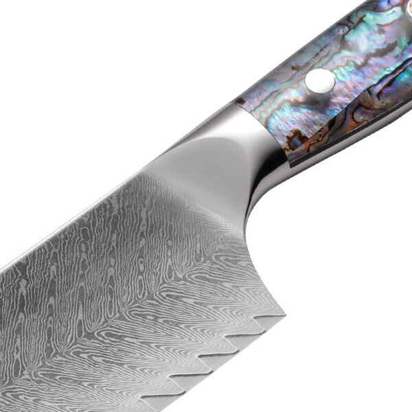 Custom Damascus Steel Santoku Knife Set with Abalone Handle - Image 5