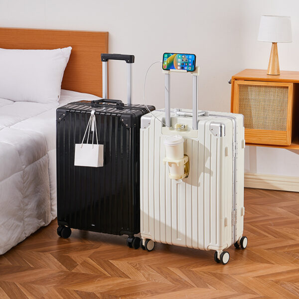 20" Aluminum Luggage with Cup Holder & Lock - Image 3