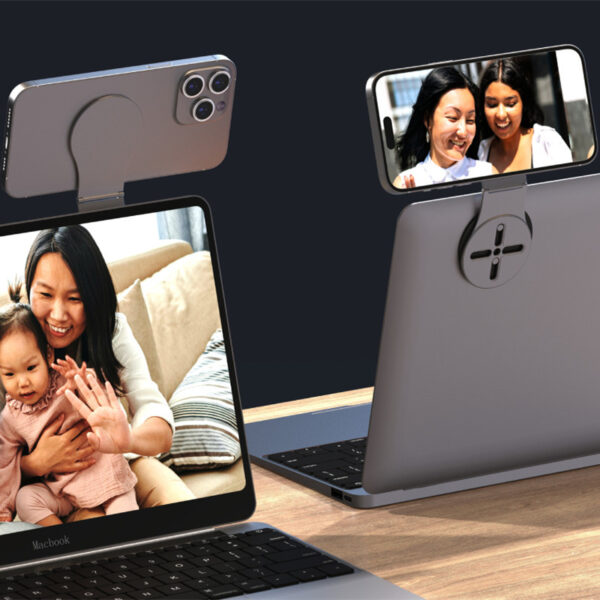 Dual Magnetic Aluminum Laptop & Phone Stand - Image 2