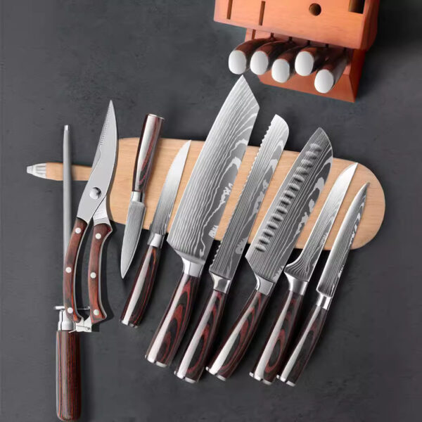 10-Pc Stainless Steel Chef Knife Set for Cutting & Slicing - Image 7