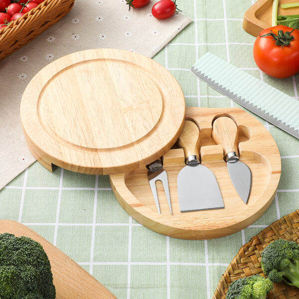 Wooden cheese cutting board knife fork set - Image 2