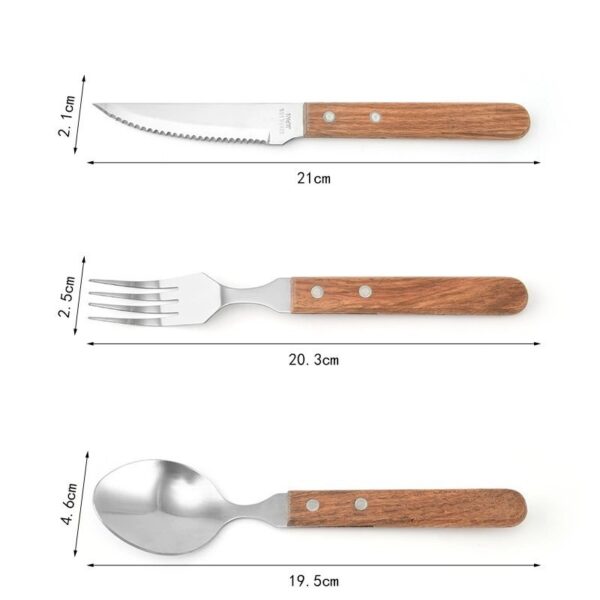 304 Stainless Steel Silverware Set with Wooden Handle - Image 3