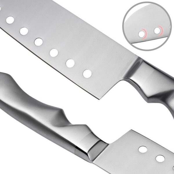 7" Japanese Santoku Knife with Non-stick Holes and Ergonomic Handle - Image 3