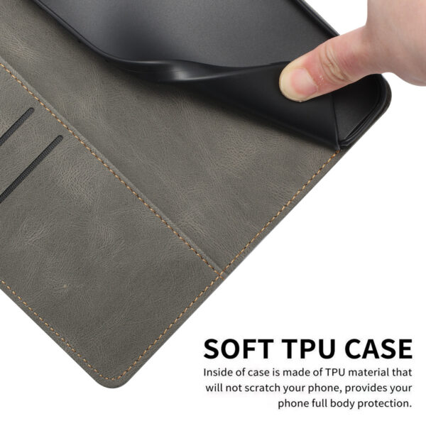 Retro Magnetic Flip Leather Phone Cover with Holder - Image 2
