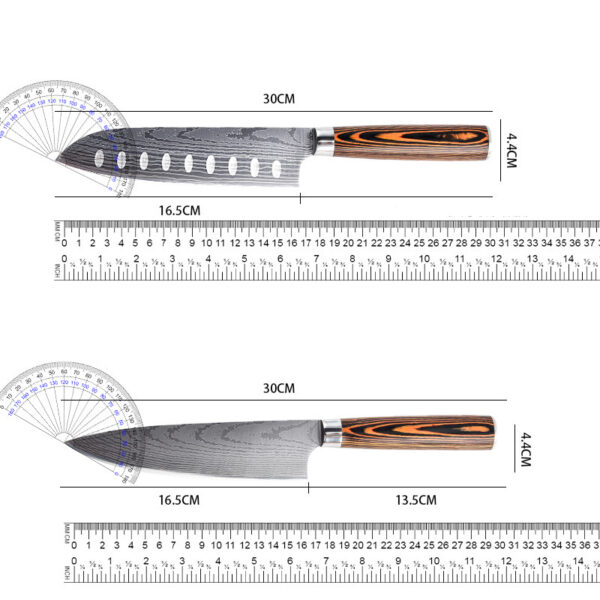 8-Pc Damascus Steel Amber Chef Knife Set - Image 3