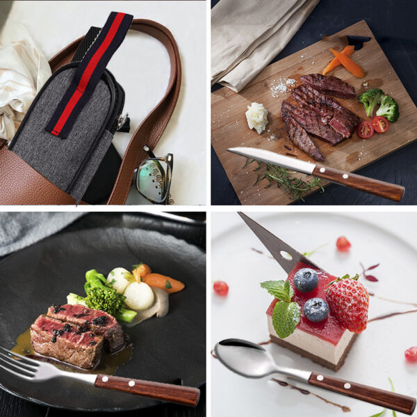 Premium Wooden Handle 304 Stainless Steel Cutlery Set - Image 3