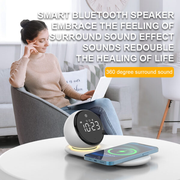 Multifunction RGB Desk Lamp, Alarm, BT Speaker & 15W Wireless Charger - Image 5