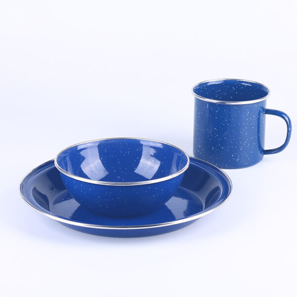 Camping BBQ 3-Piece Cast Iron Enamel Dinnerware Set - Image 5