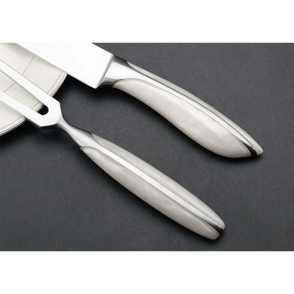 Stainless Steel Meat Fork Bread Carving Fork and Knife Set - Image 5