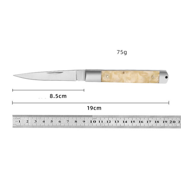 Damascus Steel Pocket Knife with Shofar Handle - Image 6