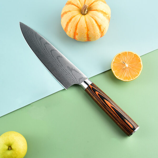 8-Pc Damascus Steel Amber Chef Knife Set - Image 7