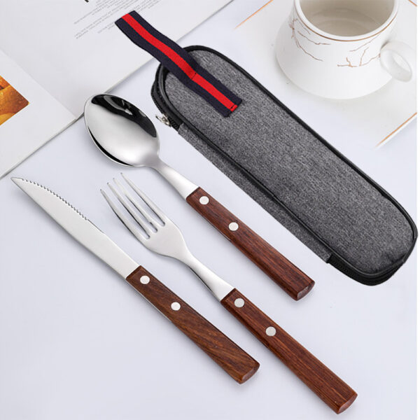 Premium Wooden Handle 304 Stainless Steel Cutlery Set - Image 4