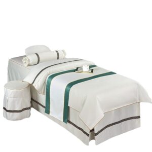 High-End Salon Massage Bed Cover Set - 4-Piece Cotton Linen