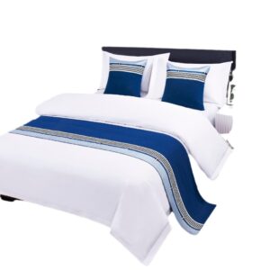 custom logo 100% cotton white bed linen 3cm striped hotel bedding set