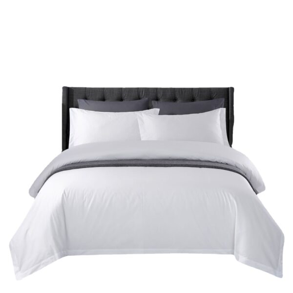 White 240TC 100% Cotton Hotel Bedding Set - Duvet Cover Linens