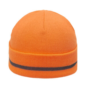Unisex Knitted Cotton Neon Beanie with Reflective Straps