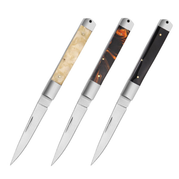 Damascus Steel Pocket Knife with Shofar Handle - Image 5