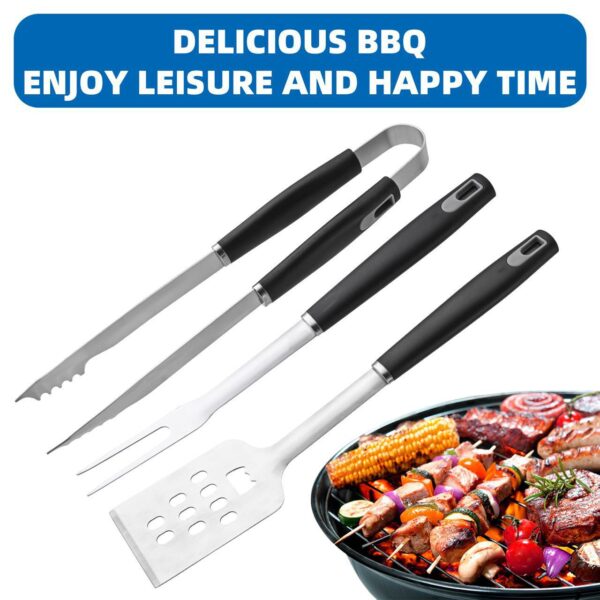 3-Piece Stainless Steel BBQ Tool Set for Outdoor Grilling - Image 5