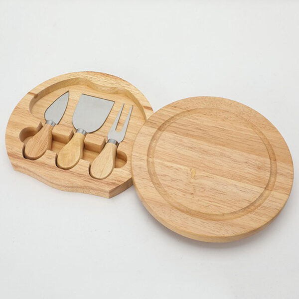 Wooden cheese cutting board knife fork set - Image 3