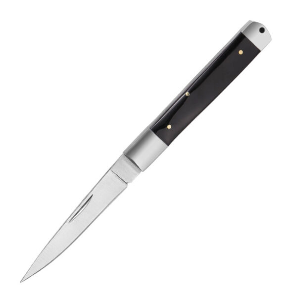 Damascus Steel Pocket Knife with Shofar Handle - Image 4