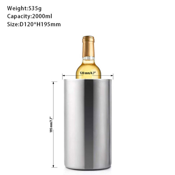 Custom Double Wall Stainless Steel Wine Cooler Bucket - Image 3