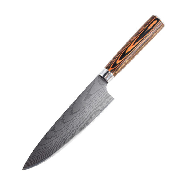 8-Pc Damascus Steel Amber Chef Knife Set - Image 5