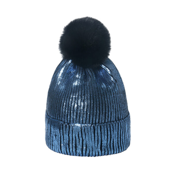 Gold Shiny Pom Pom Earflap Beanie - Warm Wool Hat - Image 6