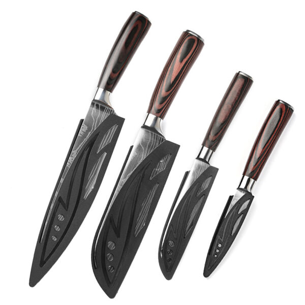 High Quality Sharp 8PCS Laser Damascus Stainless Steel Kitchen Knife Set - Image 2