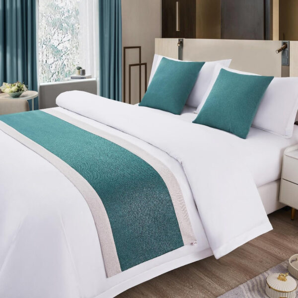 custom logo 100% cotton white bed linen 3cm striped hotel bedding set - Image 2