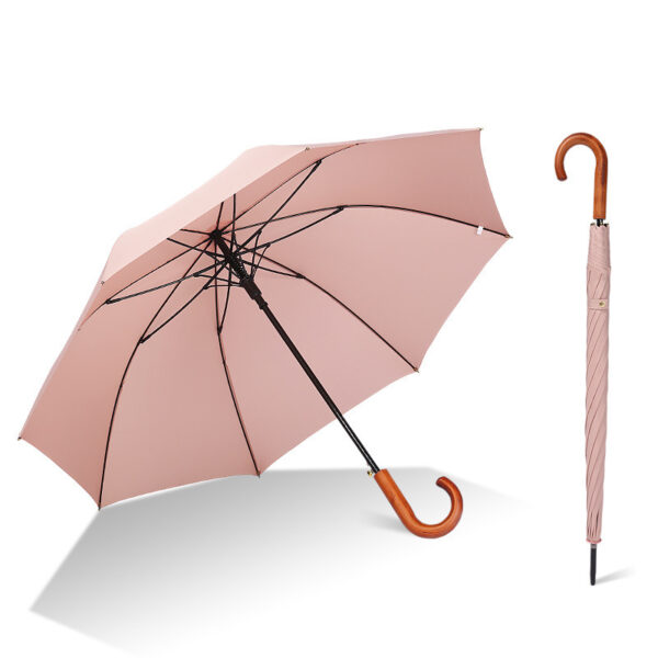 Large White Wood-Handled Windproof Golf Umbrella - Image 4