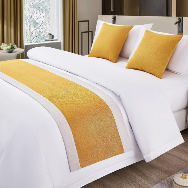 custom logo 100% cotton white bed linen 3cm striped hotel bedding set - Image 4