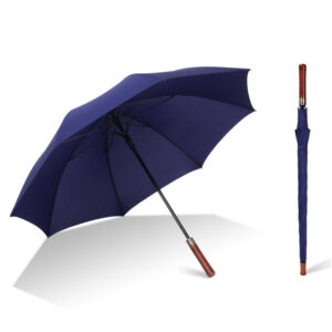 Large White Wood-Handled Windproof Golf Umbrella
