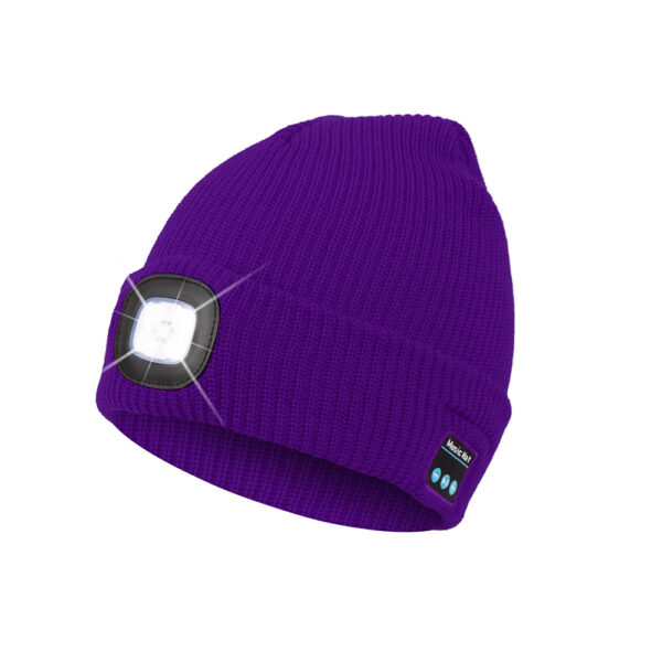Bluetooth Beanie with LED Headlamp & Wireless Headphones - Image 2