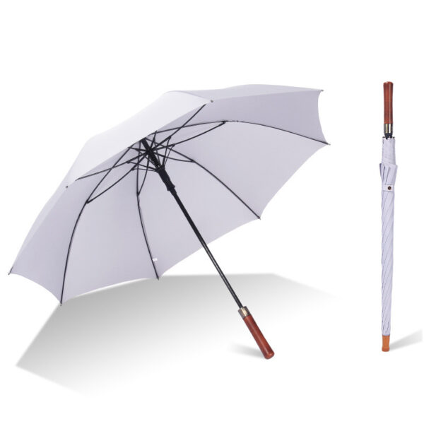 Large White Wood-Handled Windproof Golf Umbrella - Image 3