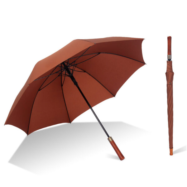 Large White Wood-Handled Windproof Golf Umbrella - Image 2